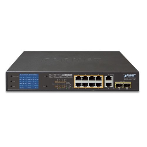 8-Port combo Desktop Switch with LCD PoE Monitor