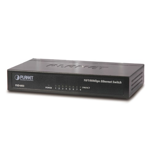 8-Port 10/100Mbps Fast Ethernet Switch, Metal