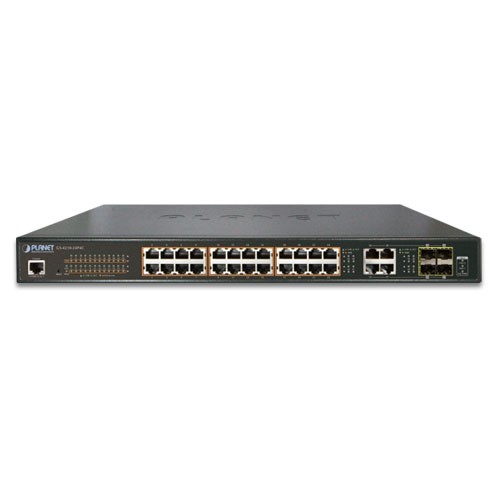 24-Port Managed 802.3at POE+ Gigabit Ethernet Switch + 4-Port Gigabit Combo TP/SFP 