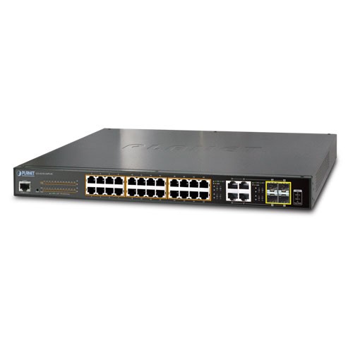 24-Port Managed 802.3at POE+ Gigabit Ethernet Switch + 4-Port Gigabit Combo TP/SFP 