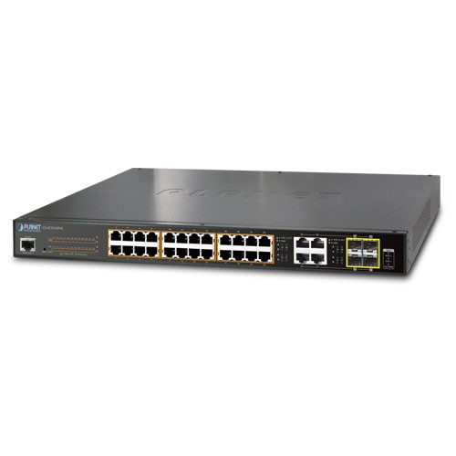 24-Port Managed 802.3at POE+ Gigabit Ethernet Switch + 4-Port Gigabit Combo
