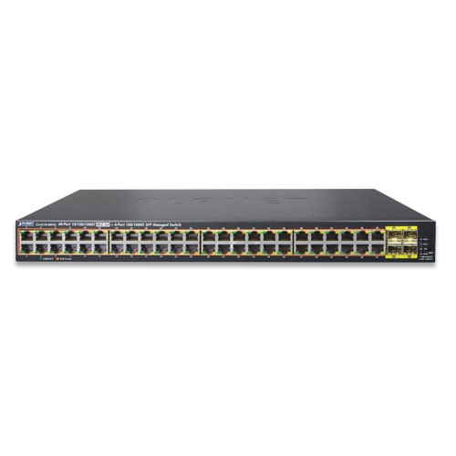 48-Port Managed 802.3at POE+ Gigabit Ethernet Switch + 4-Port 100/1000X SFP