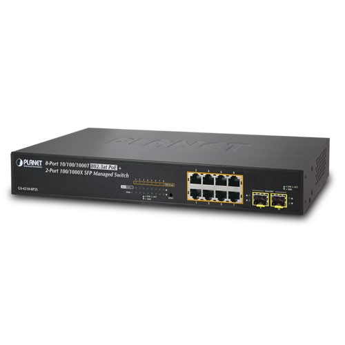 8-Port Managed 802.3at POE+ Gigabit Ethernet Switch + 2-Port 100/1000X SFP