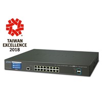 16-Port 10/100/1000T + 2-Port 10G SFP+ Managed Switch with Color LCD Touch Screen