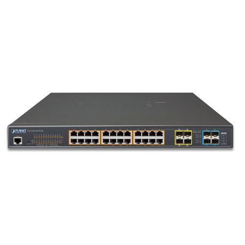 24-Port 10/100/1000T 802.3at PoE with 4 shared SFP + 4-Port 10G SFP+ Managed Switch
