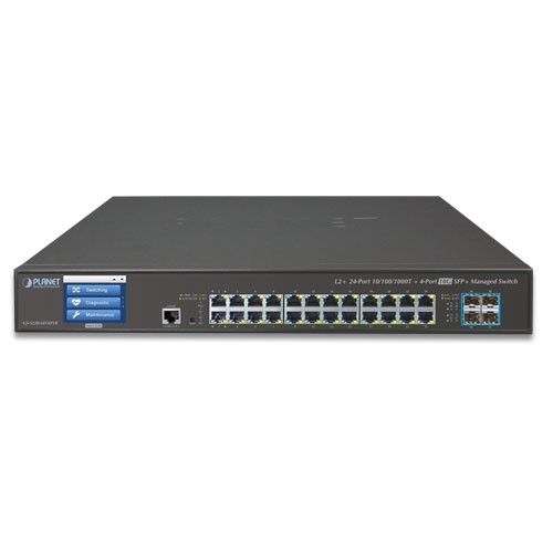 24-Port 10/100/1000T + 4-Port 10G SFP+ Managed Switch with Color LCD Touch Screen