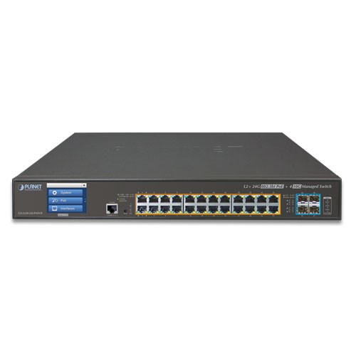 24-Port 10/100/1000T 75W Ultra PoE + 4-Port 10G SFP+ Managed Switch with Color LCD Touch Screen