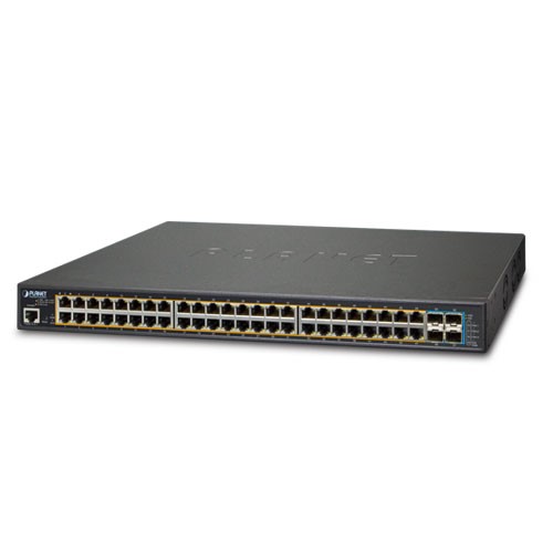 48-Port 10/100/1000T 802.3at PoE + 4-Port 10G SFP+ Managed Switch