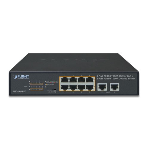 8-Port 10/100/1000T 802.3at PoE + 2-Port 10/100/1000T Desktop Switch (120W PoE Budget, Standard/VLAN