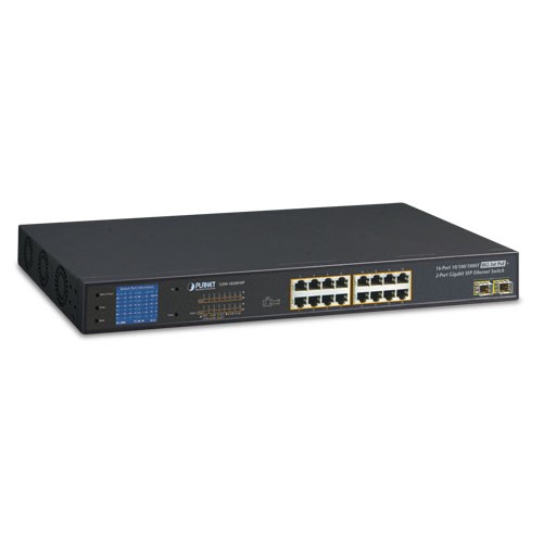 16-Port Gigabit Switch with LCD PoE Monitor