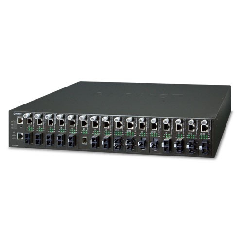 19" 16-slot SNMP Managed Media Converter Chassis (AC Power) with redundant power option