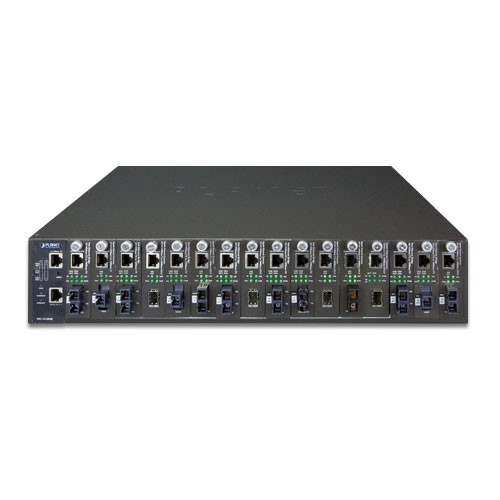 19" 16-slot SNMP Managed Media Converter Chassis (AC Power) with redundant power option