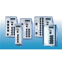 Kompaktní DIN Rail Switch, red: LA, HR, MRP, RSTP, MSTP, RNC