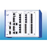 Modulární DIN Rail PoE Switch, red: LA, HR, MRP, RSTP, MSTP, LB, FuseNet