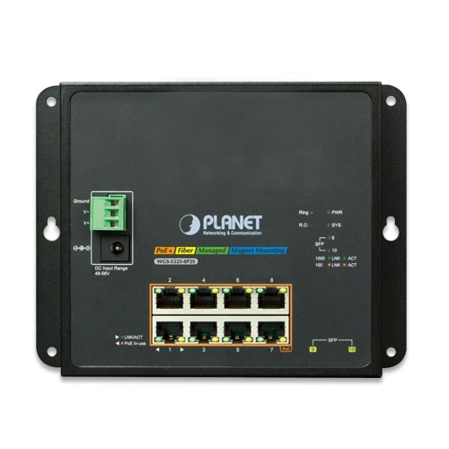 8-Port 10/100/1000T 802.3at PoE + 2-Port 100/1000X SFP Wall-mount Managed Switch
