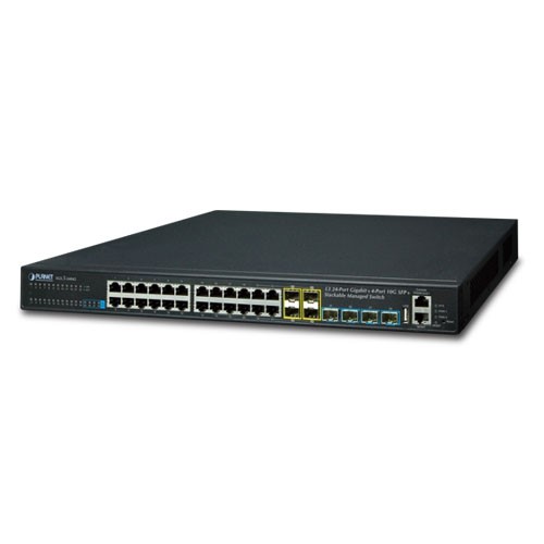 24-Port 10/100/1000T with 4-port shared 1000X SFP + 4-Port 10G SFP+ Stackable Managed Switch