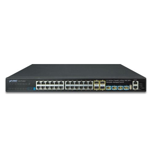 24-Port 10/100/1000T with 4-port shared 1000X SFP + 4-Port 10G SFP+ Stackable Managed Switch